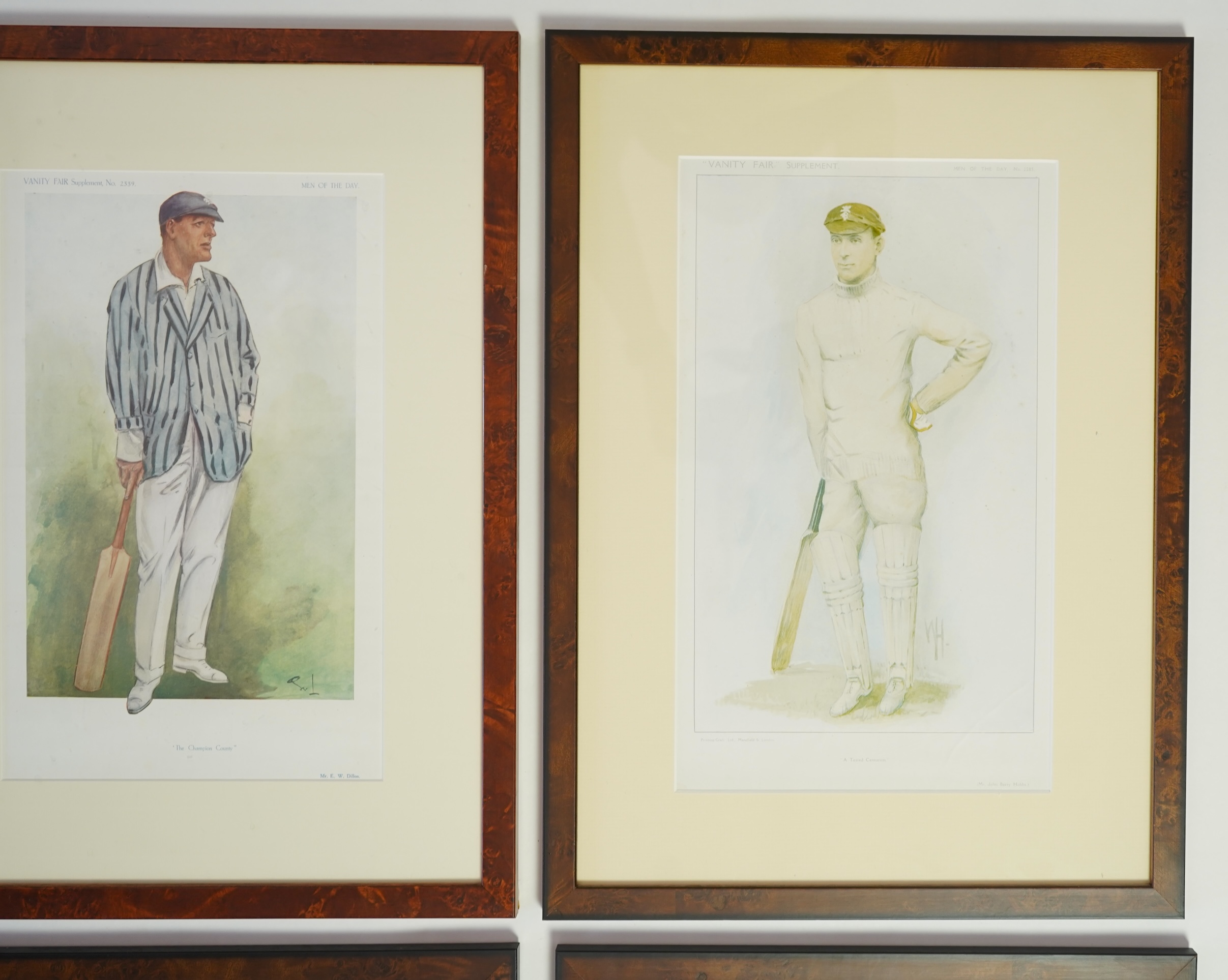 Thirty four Vanity Fair caricatures of cricketers to include Dillan and W G Grace